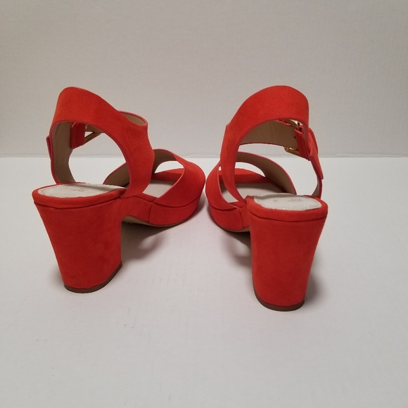 PRIMARK Womens Red Faux Suede Platform Heel Sandal Wide Staps Size 7 - Picture 4 of 8